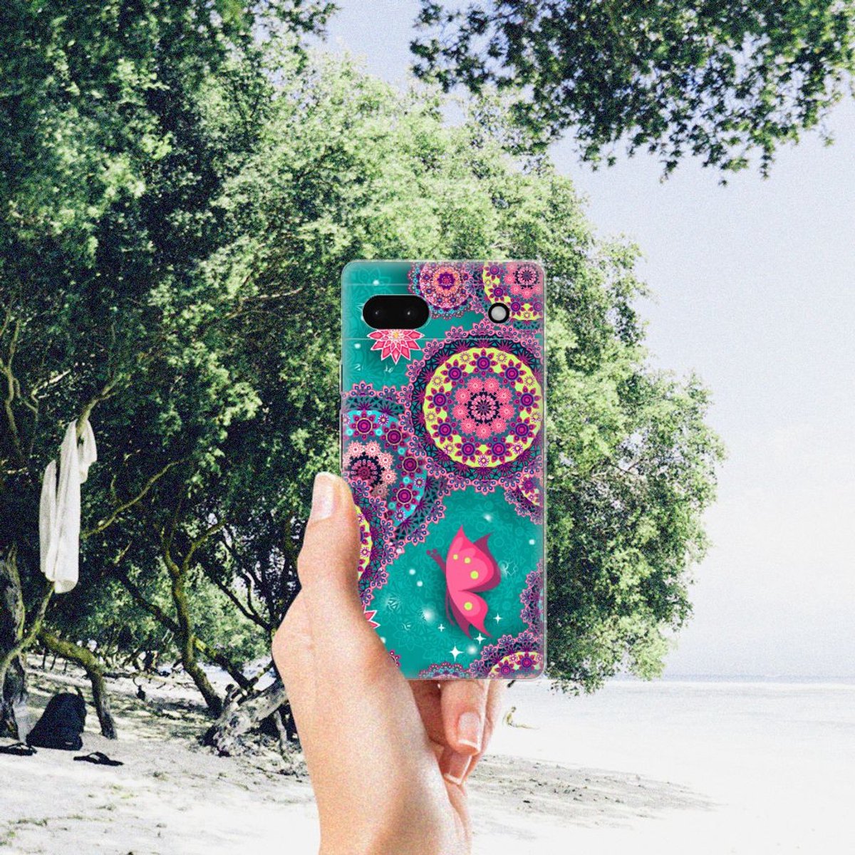Google Pixel 6A Hoesje maken Cirkels en Vlinders