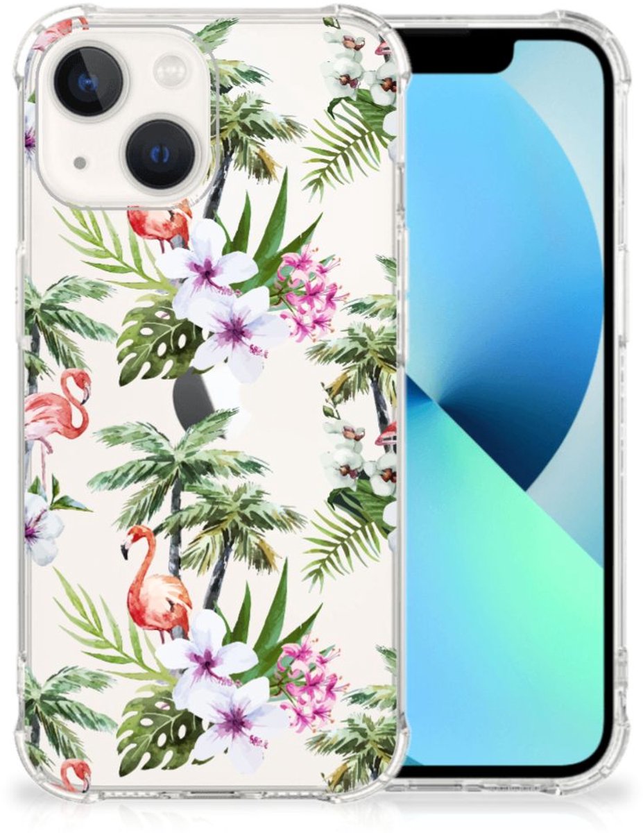iPhone 13 Case Anti-shock Flamingo Palms