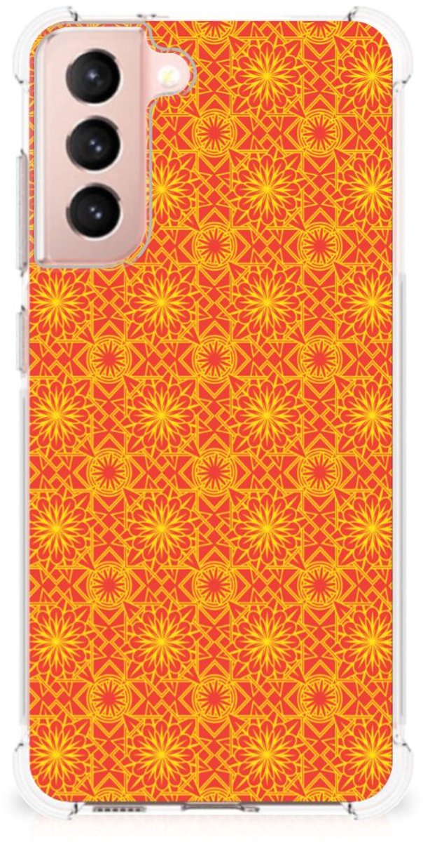 Samsung Galaxy S21 FE Doorzichtige Silicone Hoesje Batik Oranje