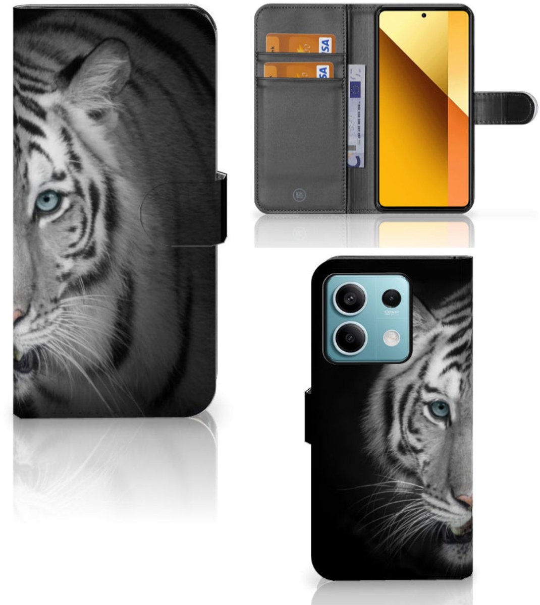Xiaomi Redmi Note 13 5G Telefoonhoesje met Pasjes Tijger