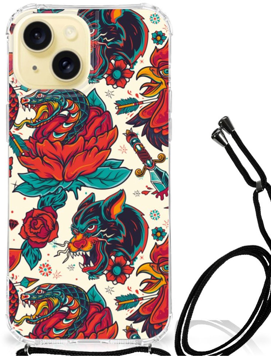 Anti-shock Hoesje met foto voor Apple iPhone 15 Old Skool