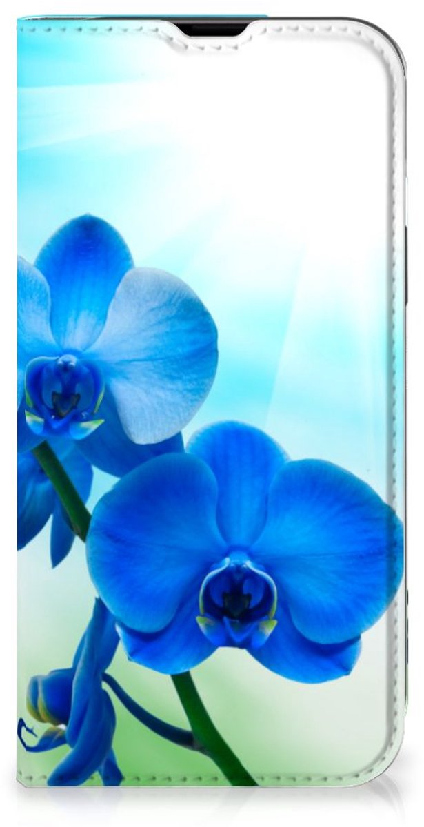 iPhone 14 Smart Cover Orchidee Blauw - Cadeau voor je Moeder