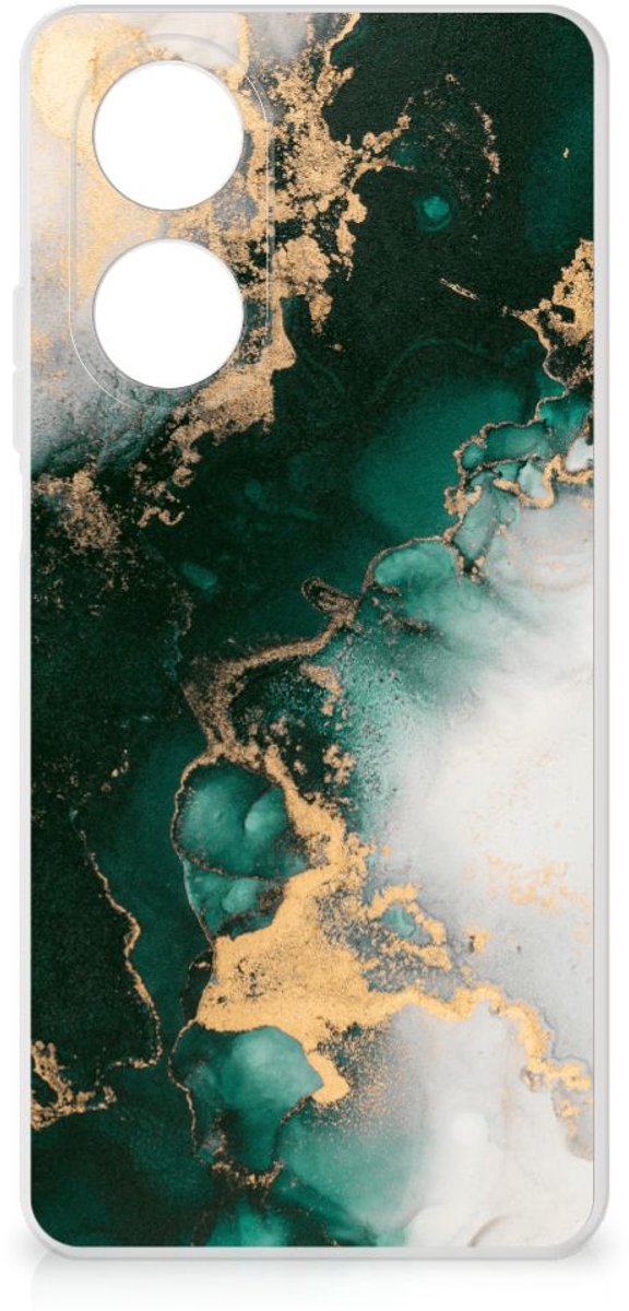 TPU Siliconen Hoesje voor OPPO A58 4G Marmer Groen