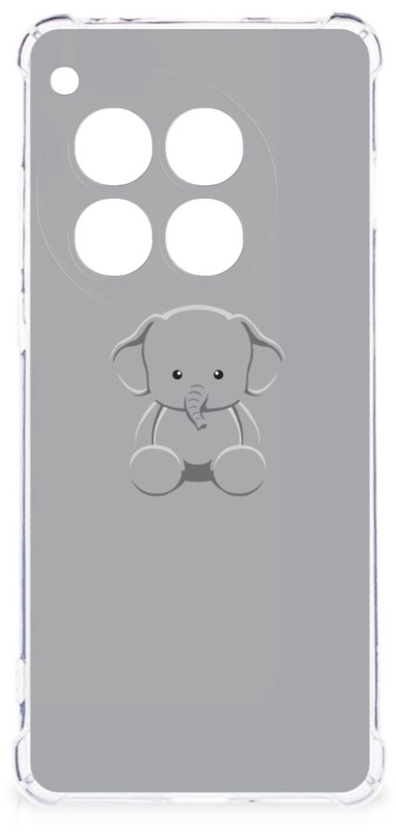 Back Cover voor OnePlus 12 Stevig Bumper Hoesje Grijs Baby Olifant