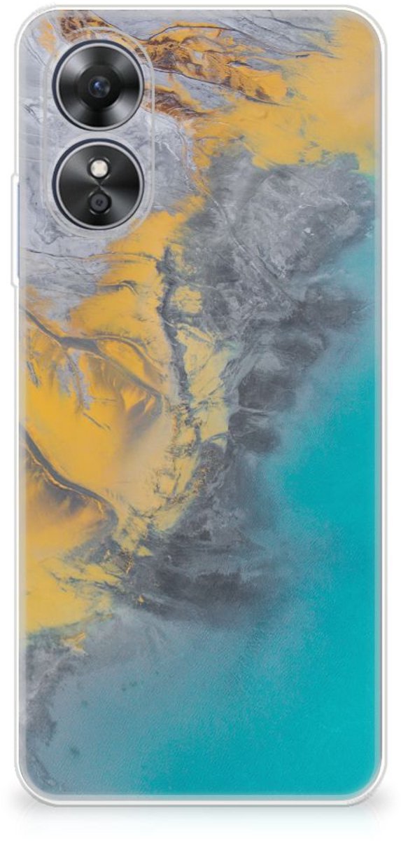 OPPO A17 TPU Siliconen Hoesje Marble Blue Gold