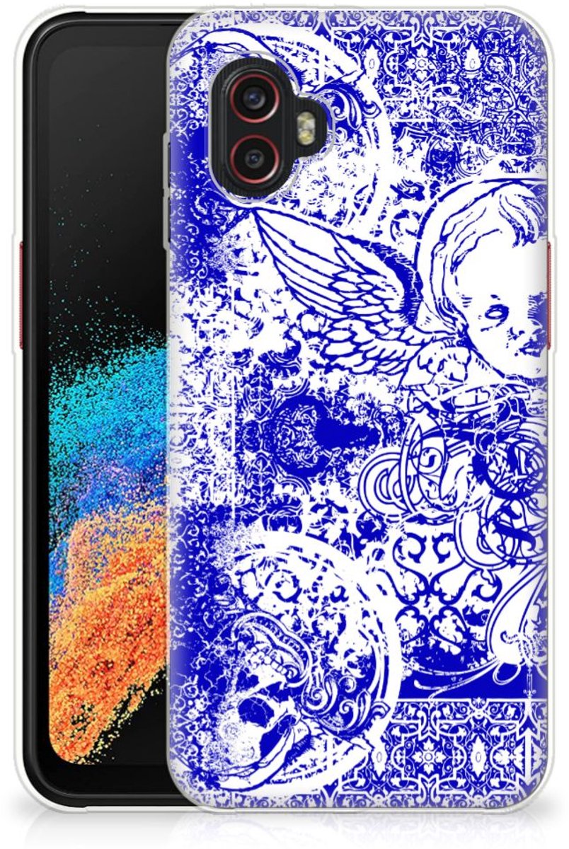 Back Cover voor Silicone Back Case Samsung Galaxy Xcover 6 Pro Angel Skull Blauw