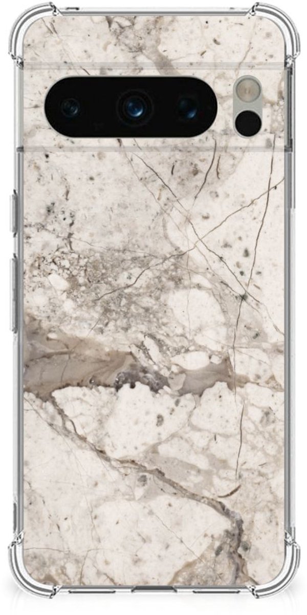 Google Pixel 8 Pro Anti-Shock Hoesje Marmer Beige