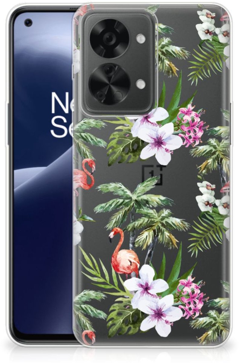 OnePlus Nord 2T TPU Hoesje Flamingo Palms