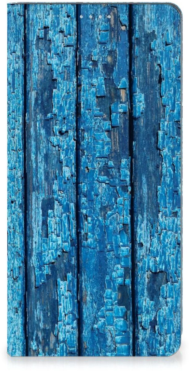Standcase Hoesje voor Motorola Moto G72 Book Wallet Case Wood Blue