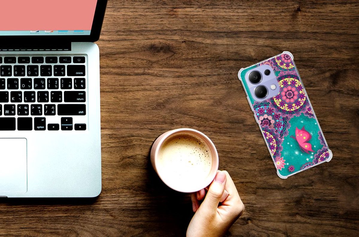 TPU Case Anti-Shock voor Xiaomi Redmi Note 13 4G Back Cover Cirkels en Vlinders
