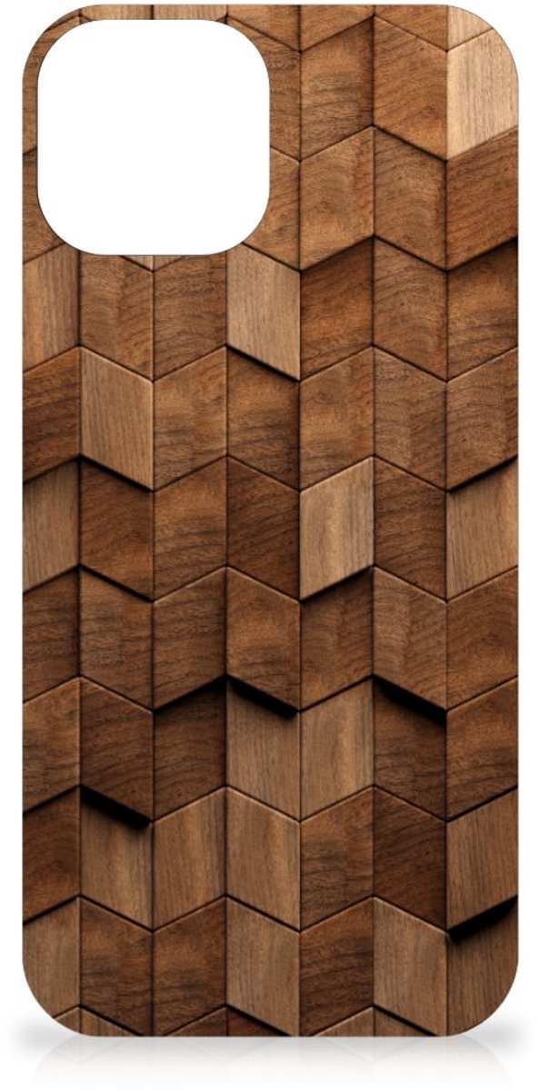 Stevig Telefoonhoesje voor iPhone 13 mini Wooden Cubes