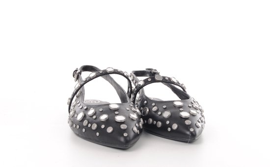 Escarpins à bride arrière Brenda d'Ash Italia en cuir noir avec clous