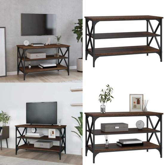 Tv-meubel 100x35x55 cm bewerkt hout gerookt
