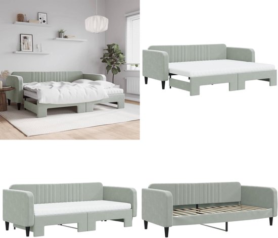 vidaXL Slaapbank met onderschuifbed 90x200 cm fluweel zwart