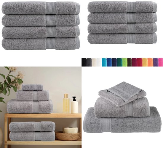 Serviettes de sauna 4 pcs noir 80x200 cm 360 g/m² 100% coton CFW175096