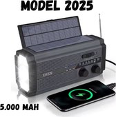 Noodradio - Solar Opwindbaar 5.000mAh - MODEL 2024 - Solar powerbank Zonneenergie - Survival Noodpakket - Zaklamp Oplaadbaar - Noodpakket – Noodrantsoen - Grijs
