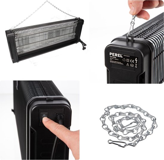 Perel Elektrische UV insectenverdelger binnen, 2800V spanningsrooster, stille vliegenlamp met verwijderbare metalen opvangbak, 100m² bereik, chemievrije insectenbestrijding : Velleman Group nv