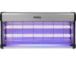 Perel Elektrische insectenverdelger, insectenlamp UV, UV lamp, muggenlamp, vliegenval, anti muggen anti vliegen anti wespen, spanningsrooster 2800 V, 80 m², uitneembare opvangbak, metaal