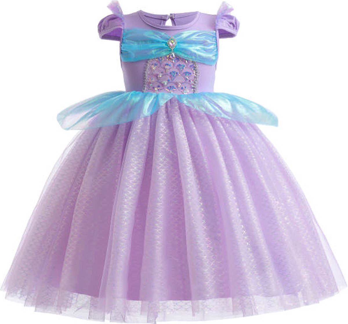 Prinsessendroom - Deluxe Lila Zeemeermin jurk - 92/98 (2/3 jaar) - Prinsessenjurk - Verkleed kleding - Feestjurk