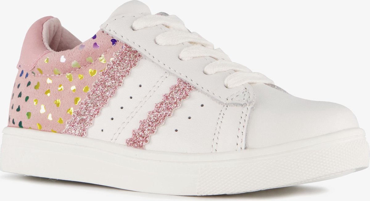TwoDay leren meisjes sneakers met hartjes - Wit - Maat 32
