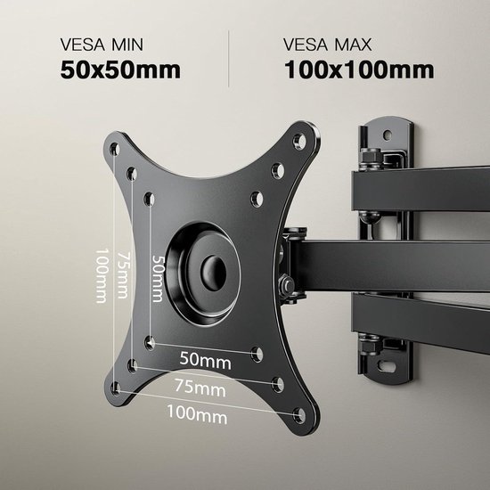 TV muurbeugel, draaibare tv-beugel voor 14-30 inch LED, LCD, plasma, platte en gebogen tv van het scherm tot 20 kg, max. VESA 100 x 100 mm, met waterpas