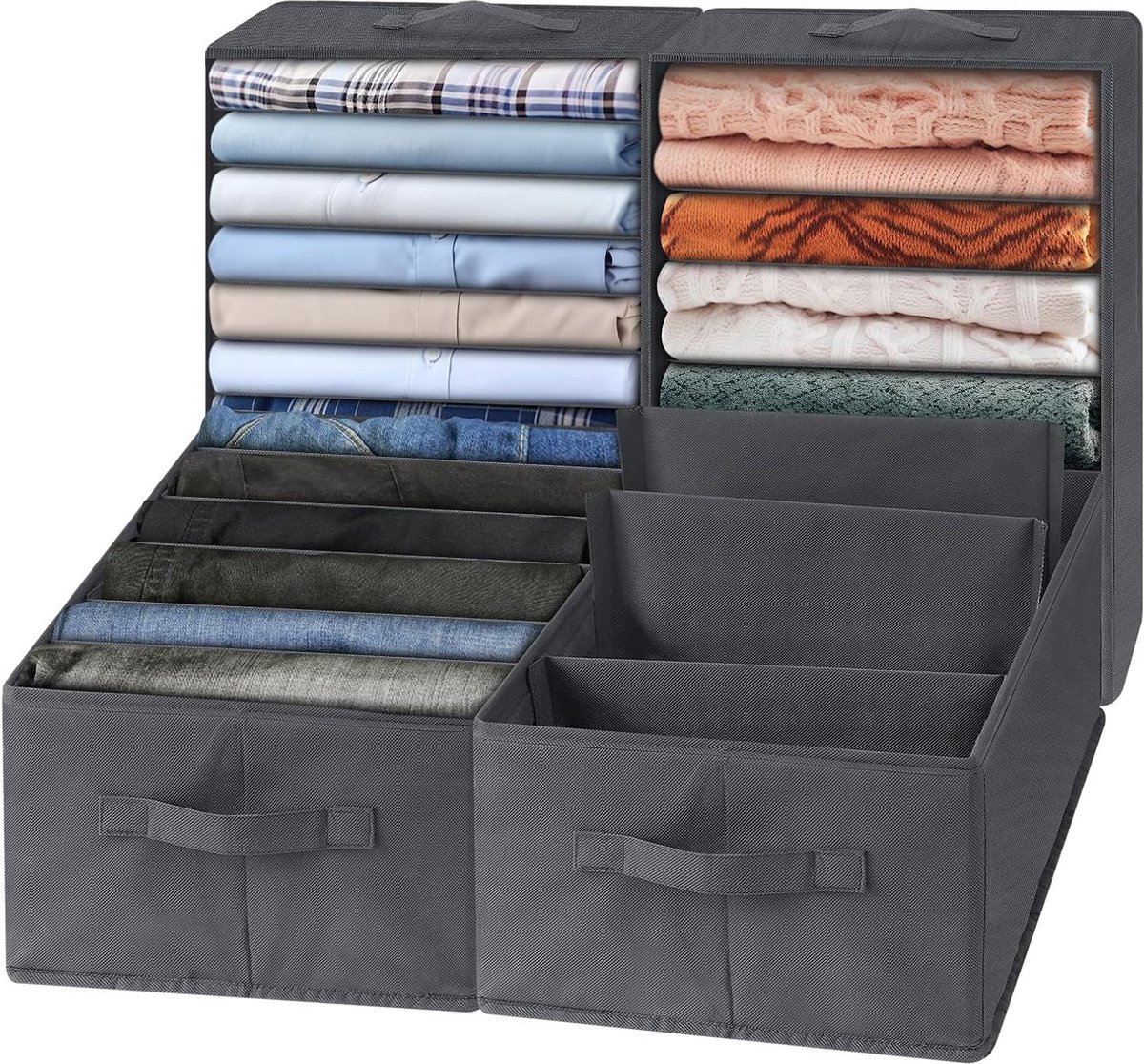 Kledingkast Organizer multifunctioneel set van 4 zwart 44 x 30 x 20 cm