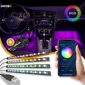 Lucion® Auto led verlichting met autolader| 12V/5V | Auto interieur verlichting | sfeerverlichting auto | vrachtwagen accesoires | auto accessories interieur verlichting | Auto verlichting | Led strip auto | 12V/5V Mobiele app bediening