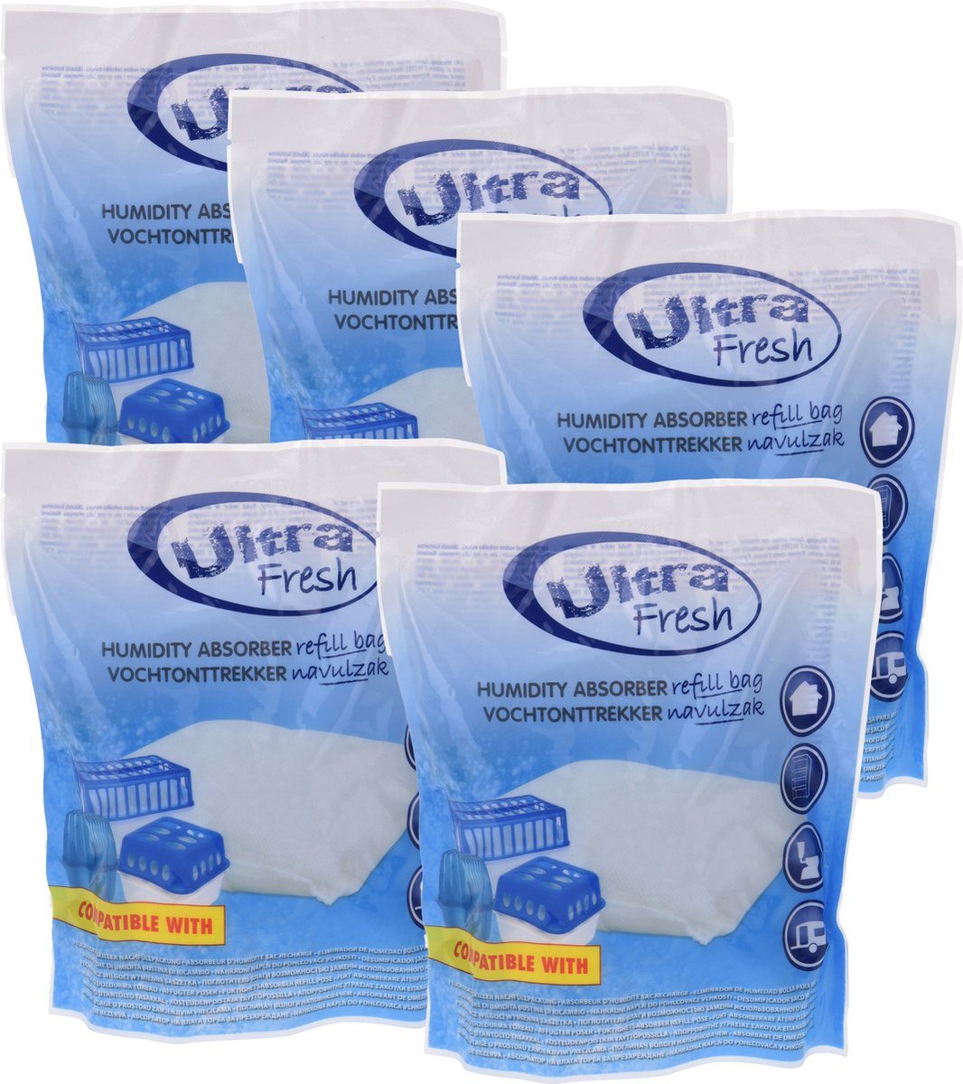 Navulling voor vochtonttrekkers - 5x - 450 gram - vochtvangers - vochtopnemers