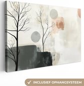 Peinture sur toile 120x80 cm - Décoration murale Wabi sabi - Beige - Plante - Décoration murale murale salon - Décoration chambre - Accessoires de chambre - Peintures sur toile