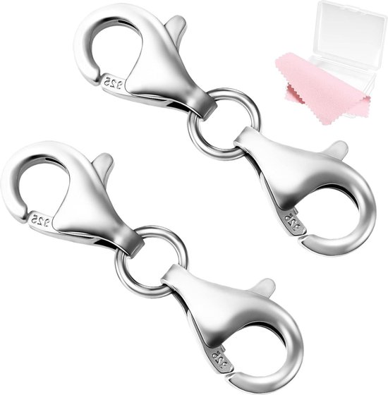 Dubbele Karabijnsluitingen Van 925 Sterling Zilver Set Van 2 