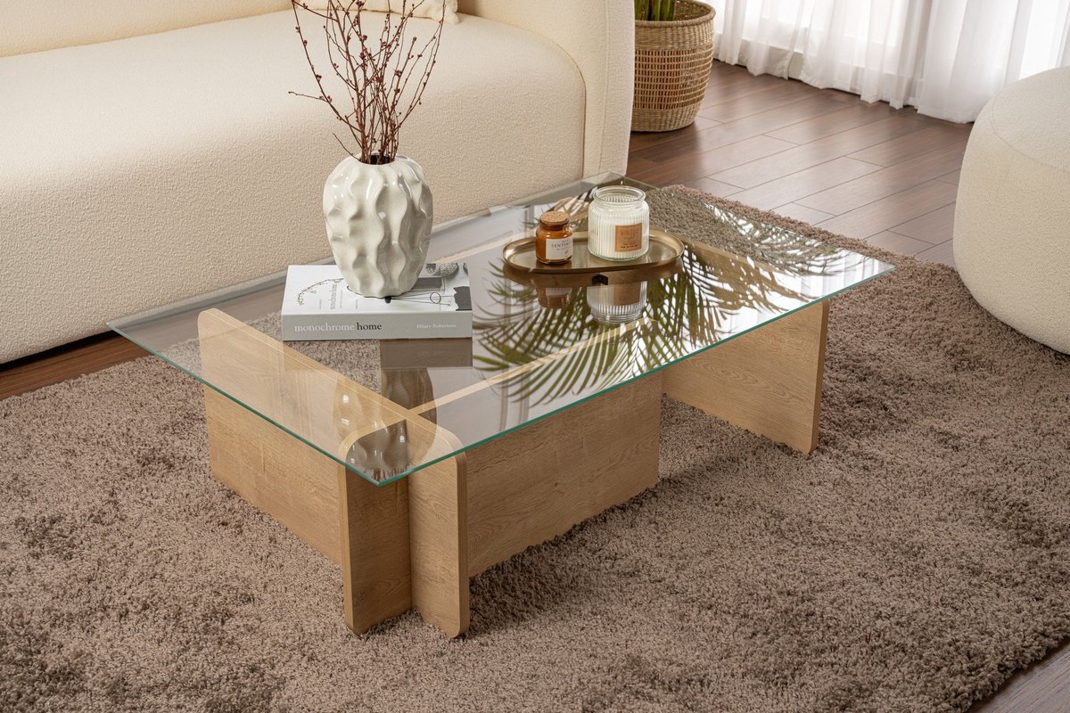 Skye Decor Vente-unique Salontafel van gehard glas - Naturel en transparant - AZRA Transparant, Natuurlijk licht