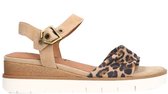 No Stress - Dames - Beige suède sandalen met leopard details - Maat 38