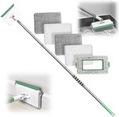 Outil De Nettoyage 4 En 1 - Pour Plinthes, Surfaces, Tapis, Coins - Avec Balai, Brosse Dure, Râteau - Manche Télescopique - Multifonction