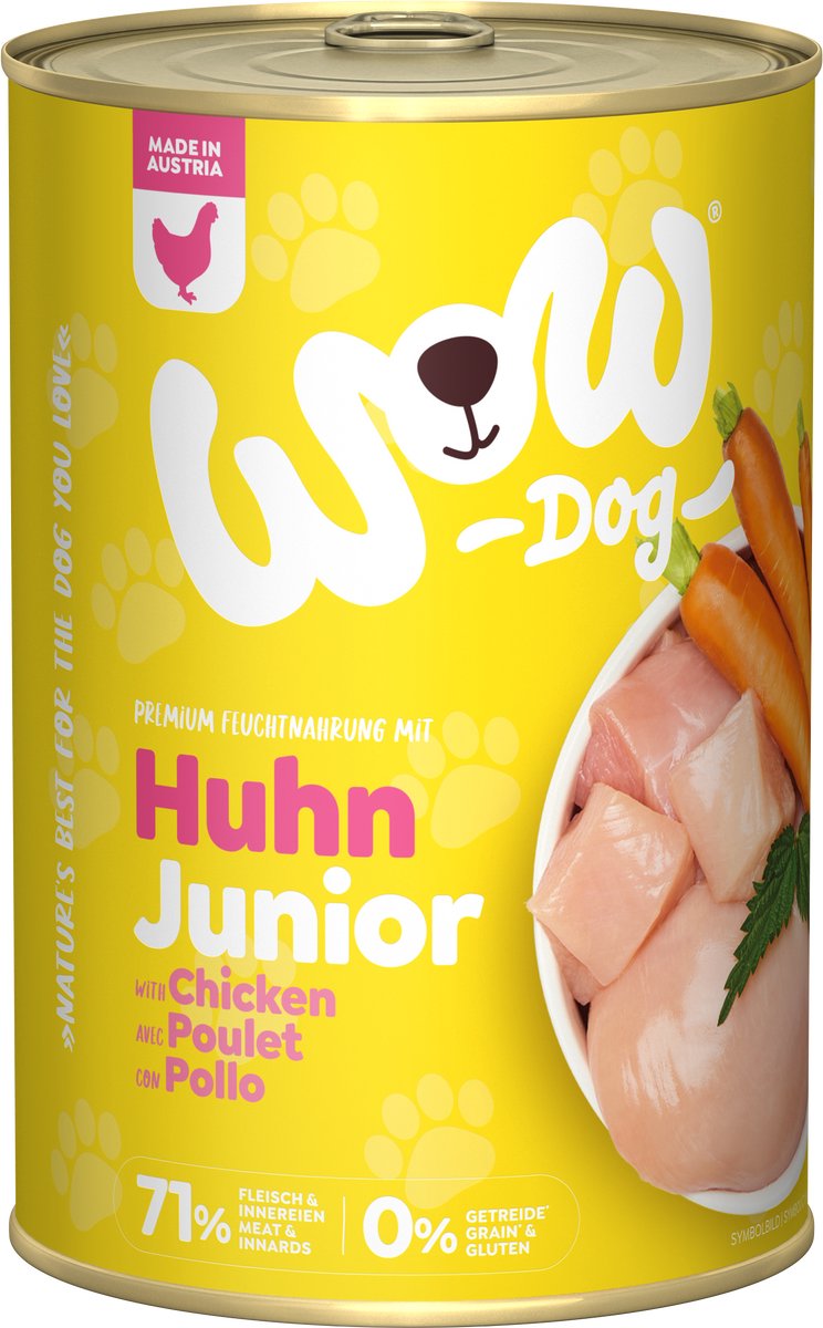 Wow WOW! Junior hondenvoer - blik - kip - 6 x 400 g
