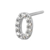 Silventi 9SIL-21320 Boucle d' Oreille Argent - Femme - Chiffre 0 - 5mm - Avec Pierres - Rhodium - Argent
