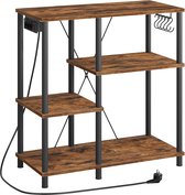 TRANKIELO® – Étagère de Boulanger Multifonctionnelle – Étagère de Rangement de Cuisine avec Prises électriques – Design Vintage en Marron et Zwart – Comprend 5 Crochet en S "
