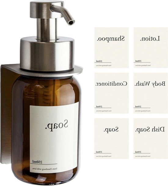 Zeepdispenser van glas voor pure zeep, 550 ml, transparant