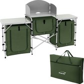 BERGER Pablo Premium Campingkeuken met Afdekbare Spoelbak - Campingkast Inklapbaar - 6 Opbergvakken - met Windscherm, Opbergtas - Camping Keukenkast Outdoor