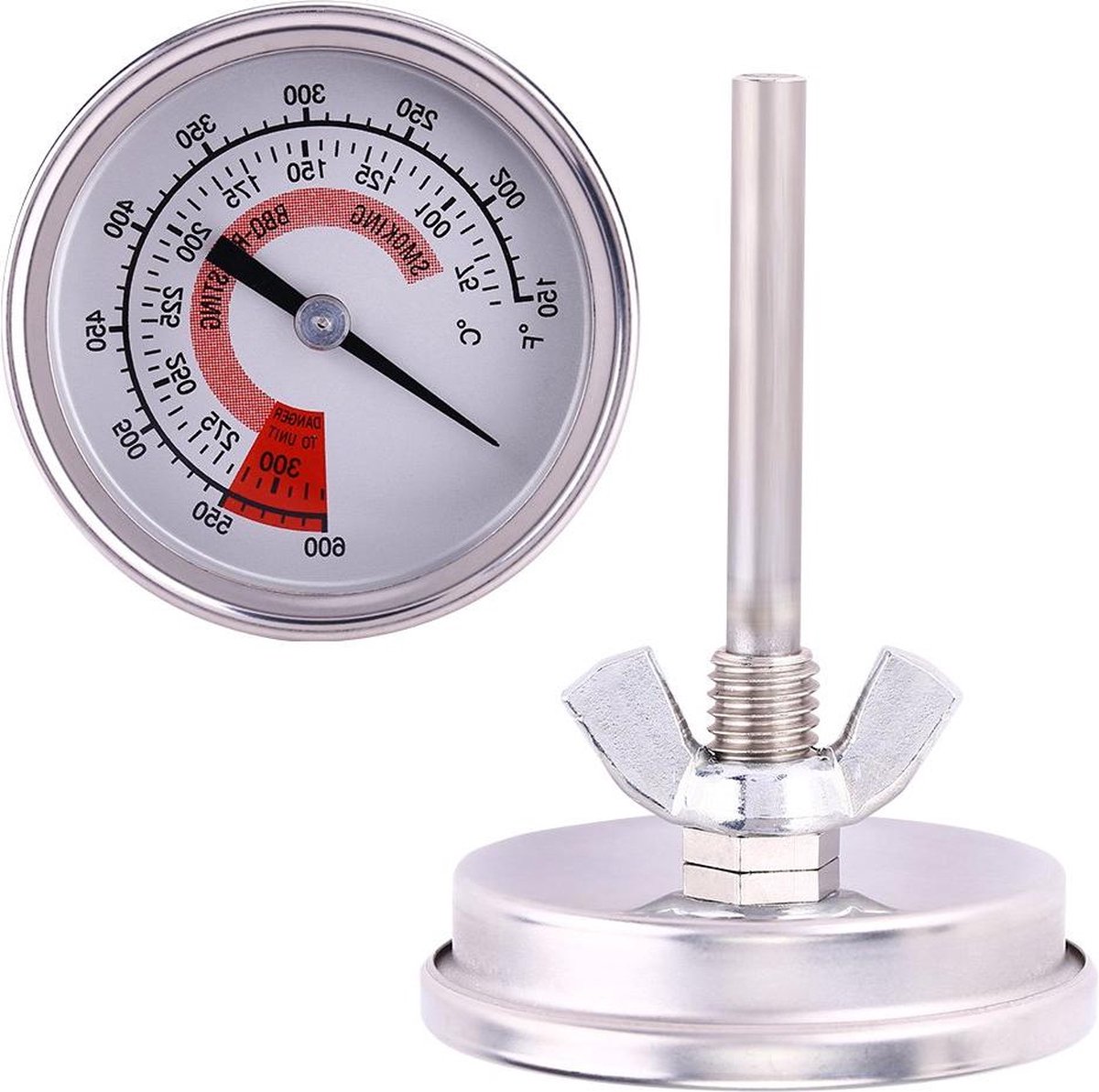 Roestvrijstalen Grillthermometer Monitortemperatuur Met Bereik Van 75 ℃ - 300 ℃ Voor Buitenbarbecue Kamperen
