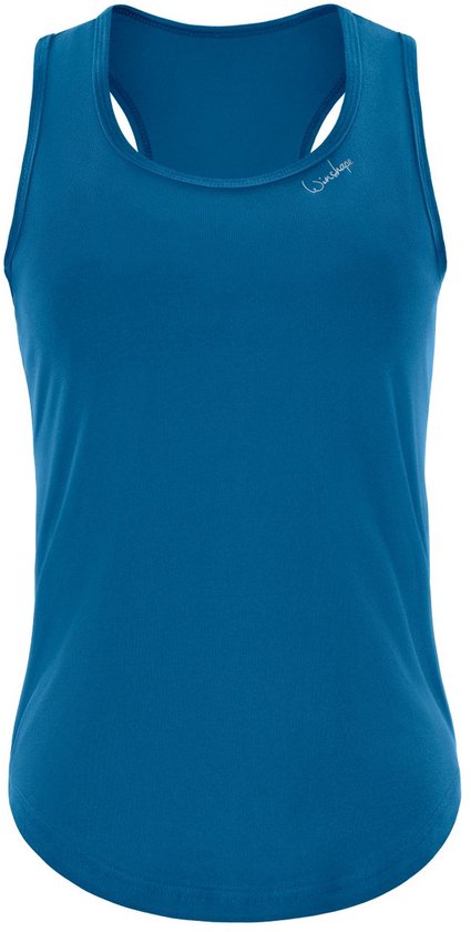 Débardeur bleu sarcelle uni avec des bretelles dos nageur.