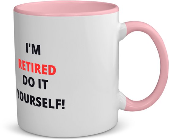 Akyol - im retired do it yourself koffiemok - theemok - roze - Collega - cadeau collega - cadeau - pension - bedankt cadeau collega - 350 ML inhoud