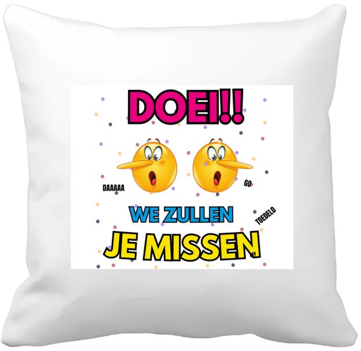 Akyol doei emoji Kussen hoes - Afscheid bedank cadeau - een collega - werk - afscheidscadeau - verjaardagscadeau - 40 bij 40 cm Multicolor