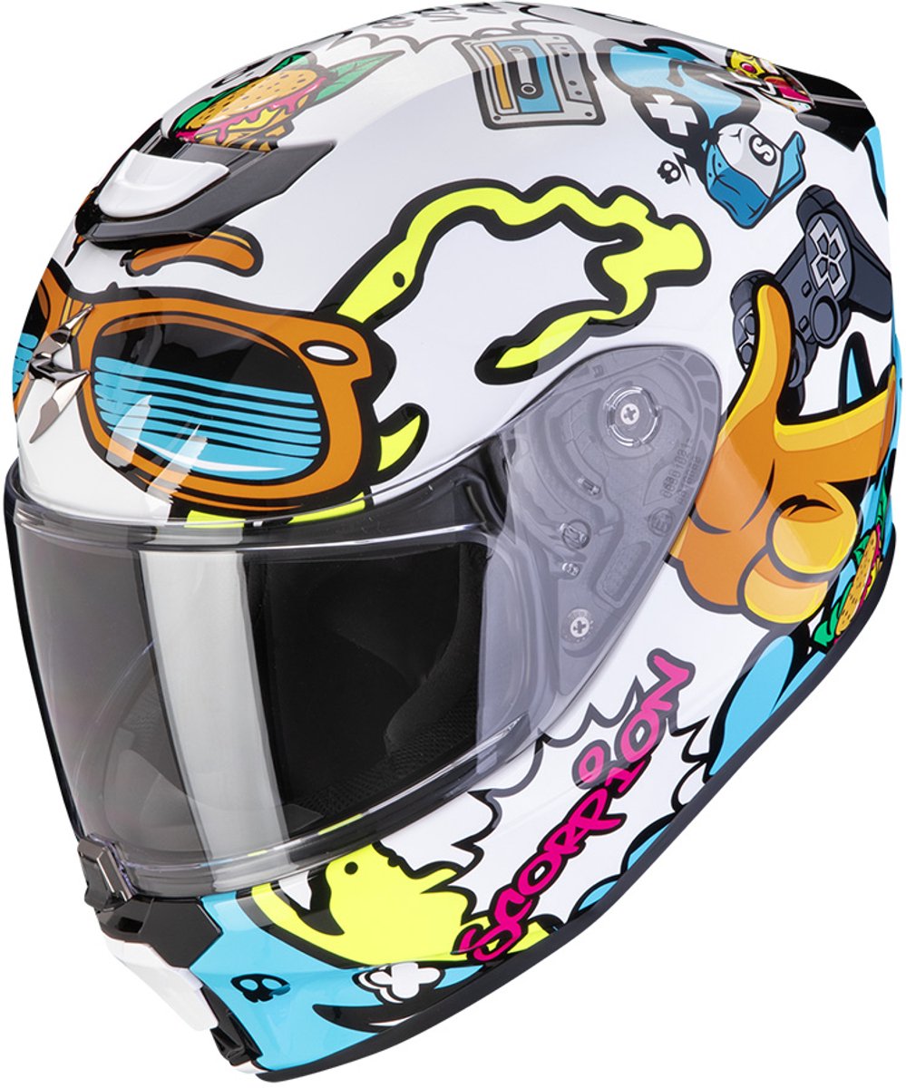 Scorpion EXO-JNR Fun Wit Blauw Integraalhelm - Helm