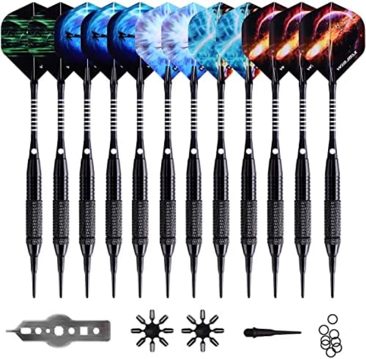 Selbro ® 12 Professionele Softdarts, 18 gram, Kunststof Punt, Geschikt voor Elektronische Dartborden