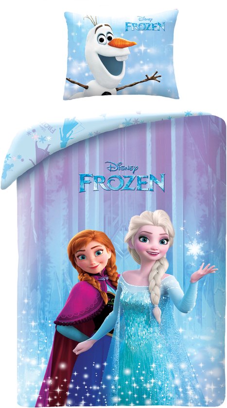 Foto: Frozen dekbedovertrek 140 x 200 cm katoen 70 x 90 cm