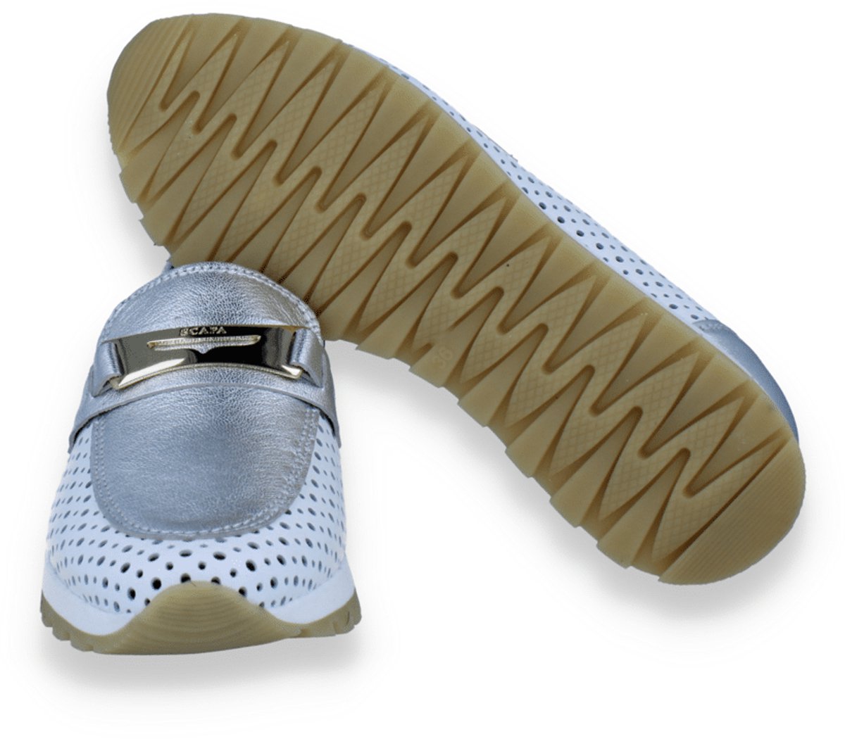Scapa Dames Mocassin Wit/zilver | Maat: 38
