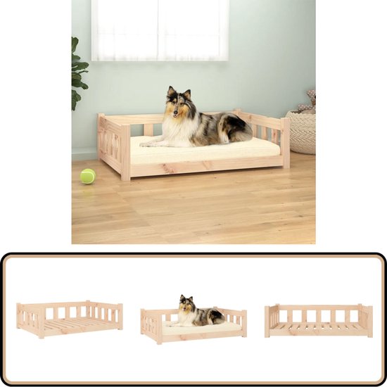 vidaXL Hondenmand 65,5x50,5x28 cm massief grenenhout honingbruin, hondenbed, puppybed, hondenbedden, puppymand, huisdierenmand, puppymanden