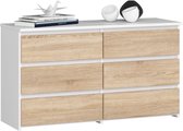 Ladekast CL100 met 6 Lades / AKORD Furniture Factory / Wit – Sonoma Eik / 100 x 57 x 35 cm
