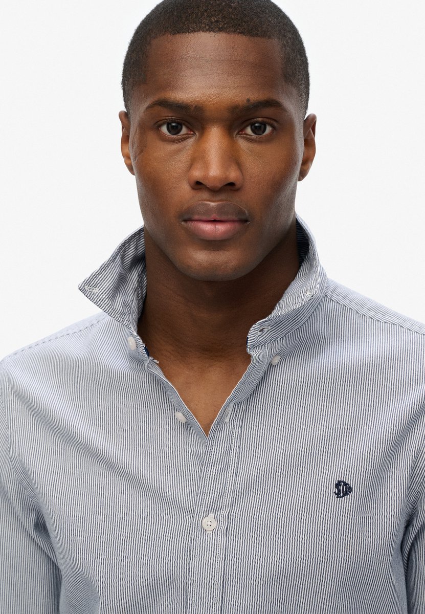 Superdry Klassiek Oxford Overhemd met Lange Mouwen Heren Lange mouwen shirts Needle Ticking Stripe
