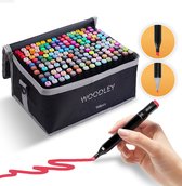 Woodley Dubbelzijdige Stiften - 168 kleuren - Voor volwassen en kinderen - Markeerstiften - Dubbelzijdige stiften - Twinmarkers - Alcohol markers